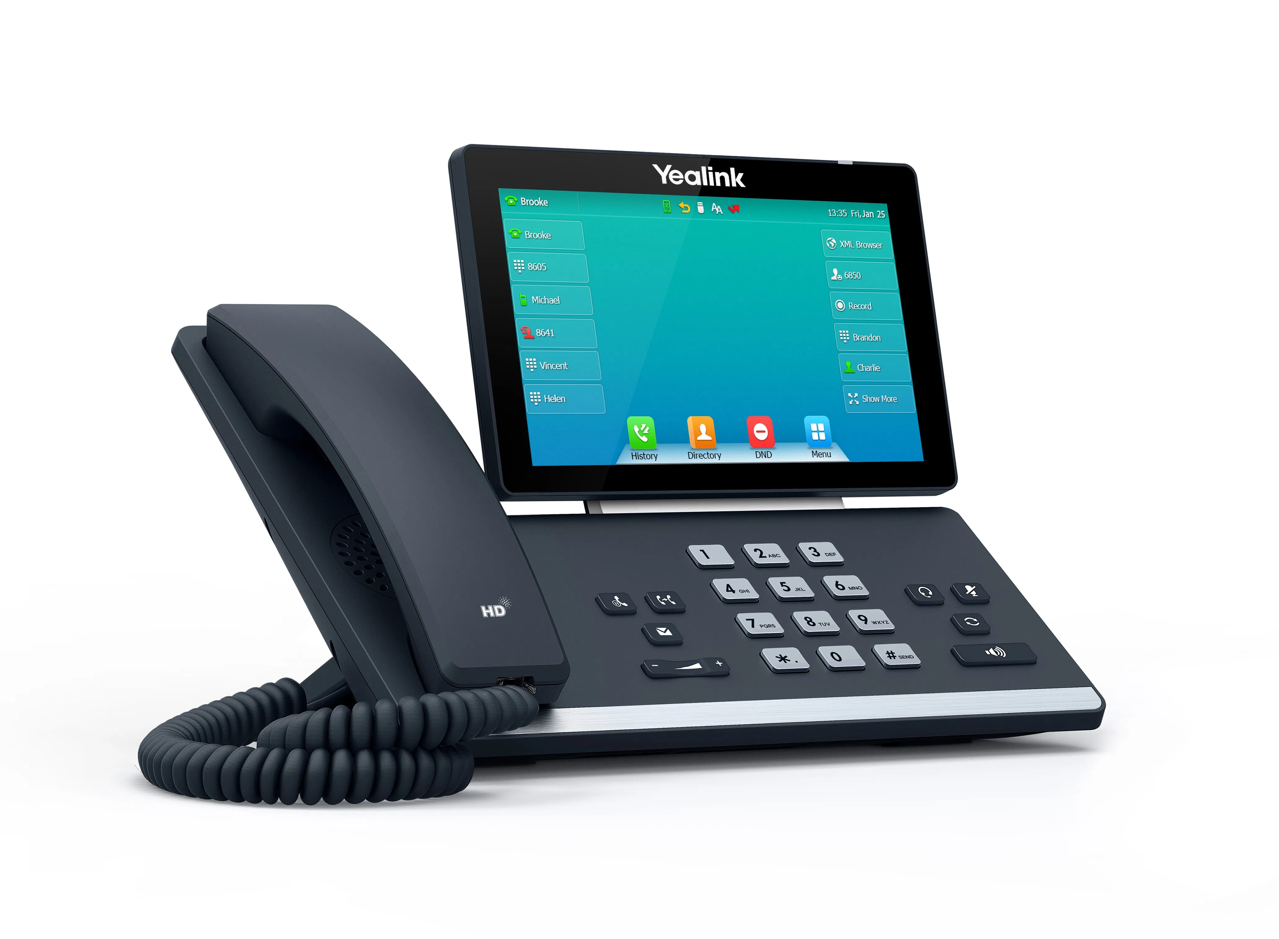 Does the Yealink T57W, a premium IP phone, include Bluetooth and Wi-Fi?