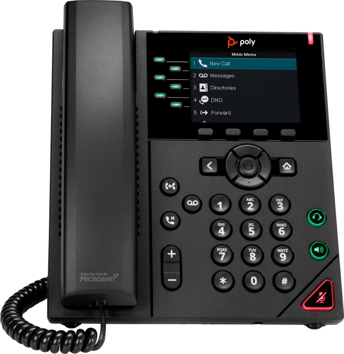 What is the number of line keys in the Polycom VVX 350 6-Line Mid-range Color IP Desktop Phone?