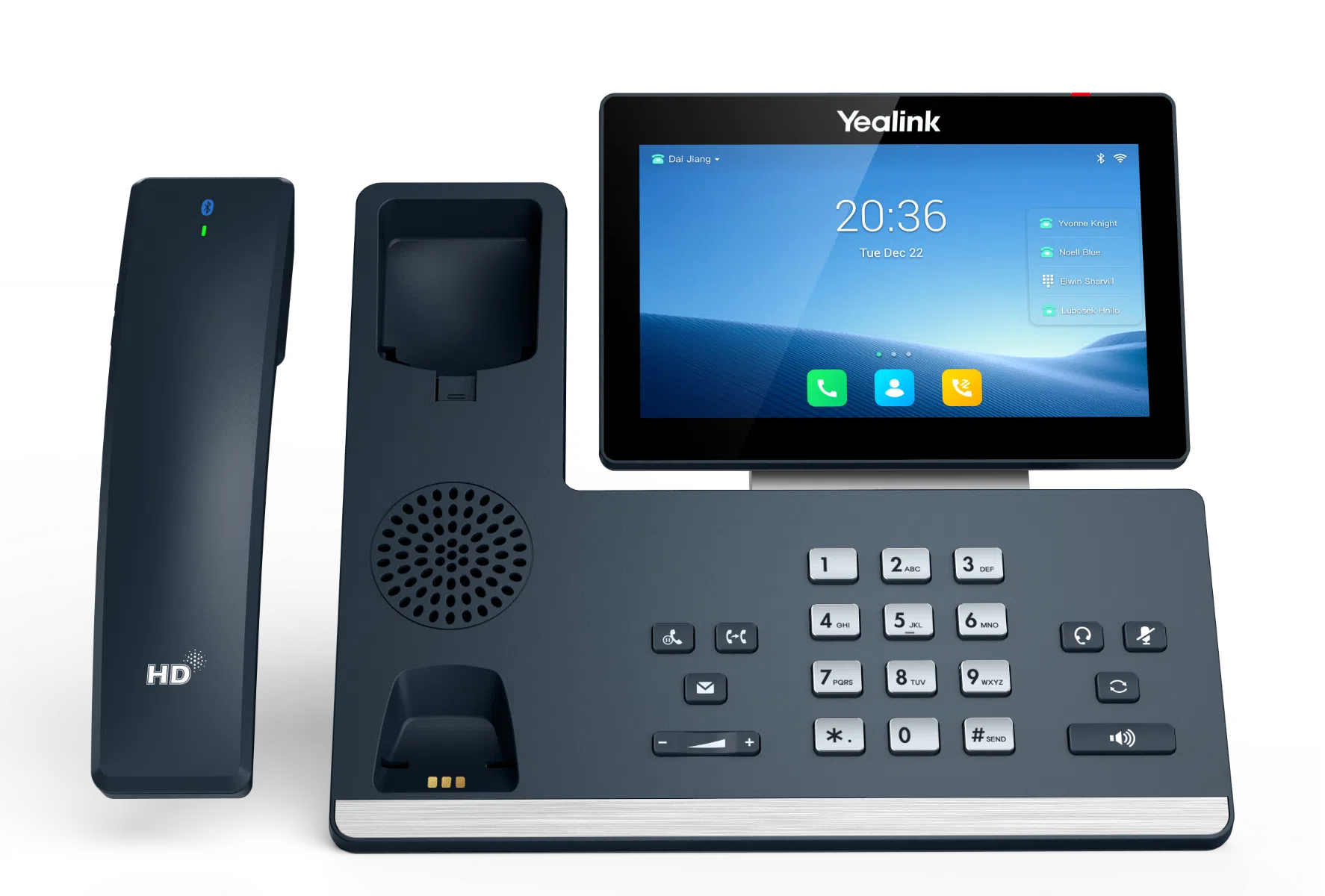 How many parties can join in audio conferencing on this phone?